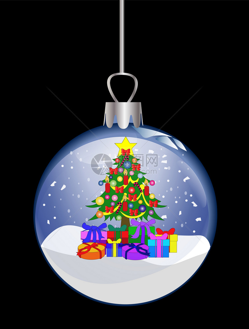 带有色彩多彩树的圣诞节玻璃球插图雪花框架墙纸星星图片