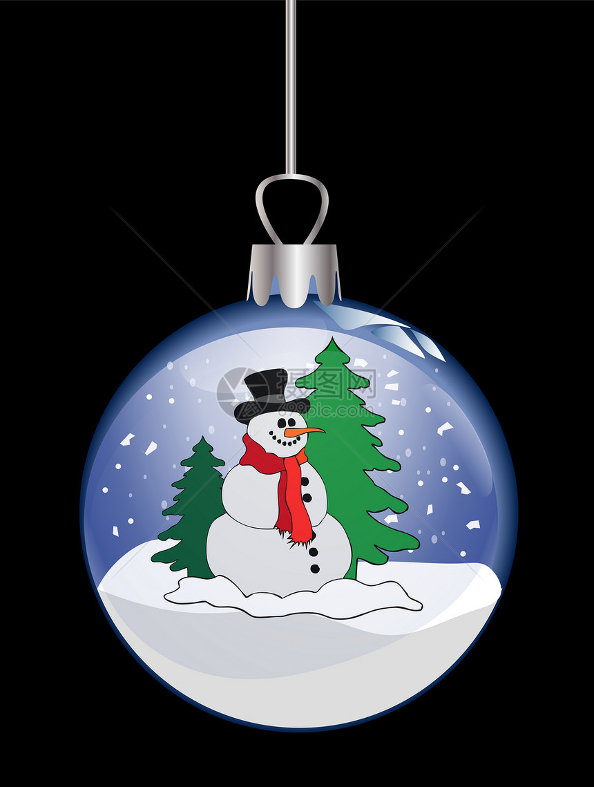 与雪人一起的圣诞节玻璃球插图星星墙纸框架雪花图片