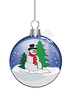 与雪人一起的圣诞节玻璃球插图星星雪花墙纸框架背景图片
