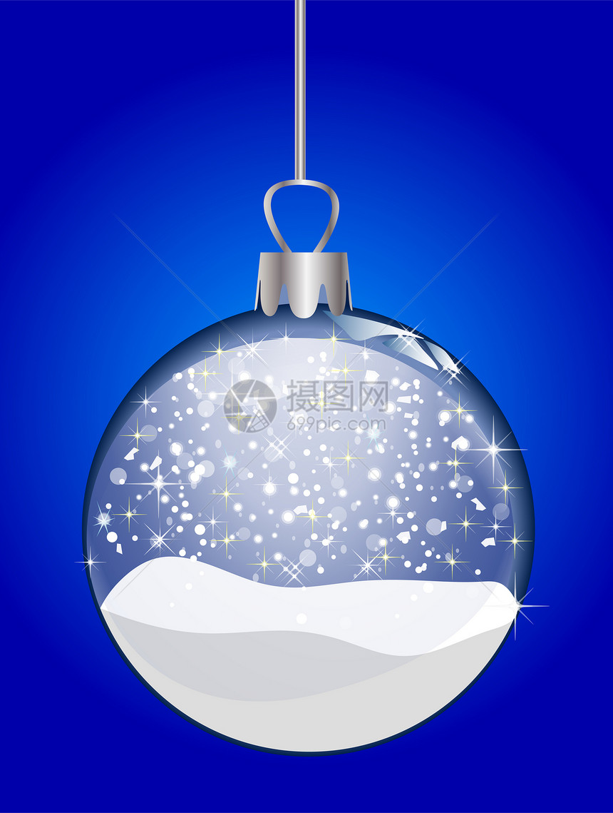 蓝色背景的圣诞节玻璃球插图( Cristmas)图片