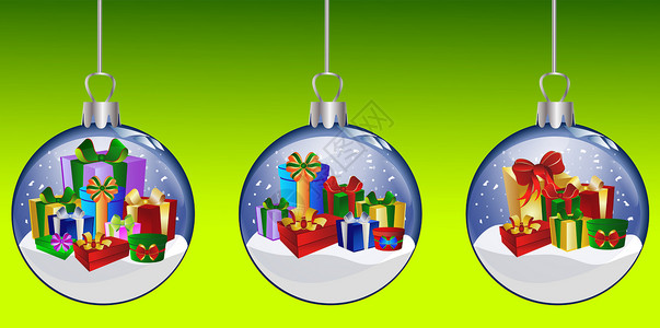 带有礼物的圣诞节玻璃球插图 B框架星星墙纸雪花背景图片