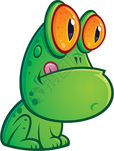 坐青蛙卡通片绿色插图橙子两栖动物蟾蜍动物舌头背景图片