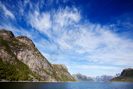挪威风景全景天空地平线海洋旅行蓝色支撑失误沿海峡湾高清图片