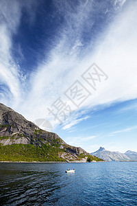 挪威 Fjord钓鱼海洋岩石峡湾海岸旅行旅游天空高清图片