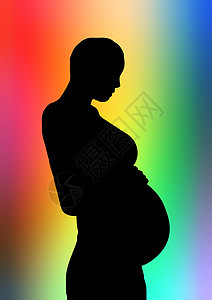 孕妇母爱母性圆形劳动母亲插图助产士怀孕女性妈妈背景图片