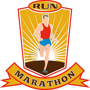 马拉松赛跑者运行比赛盾牌背景图片