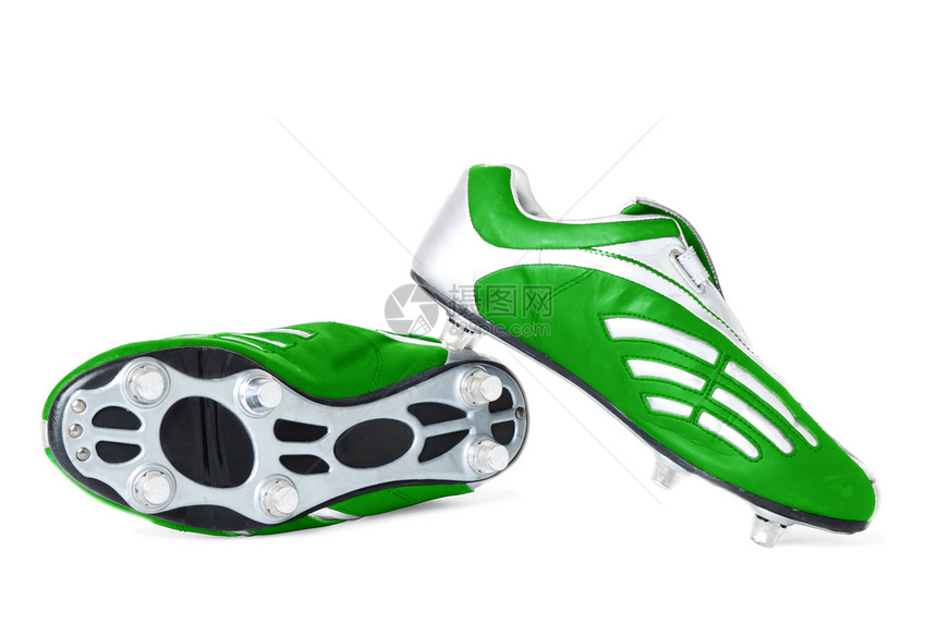 绿色足球鞋 孤立图片