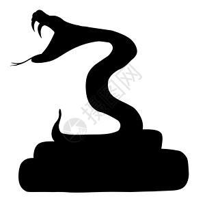 白色剪影素材蛇动物白色剪影獠牙野生动物黑色插图滑行爬行动物背景
