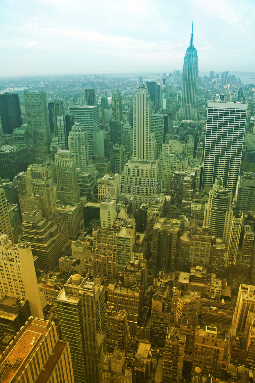 曼哈顿城市市中心帝国蓝色村庄中心棕色景观地标正方形图片