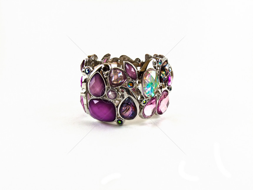 圆形辉煌手镯宝石珍珠光泽紫色闪光图片