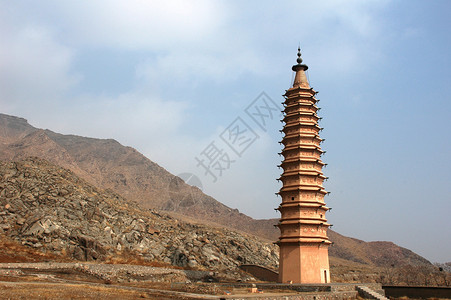 中国古代古法塔建筑学宗教遗产旅游历史地标场景蓝色建筑物文化背景图片