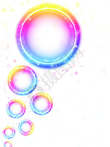 凯尔斯彩虹圈泡泡背景 与闪烁和斯华尔斯红色透明度绘画墙纸漩涡曲线活力气泡流动星星设计图片
