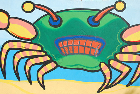 墙壁海主题街道海洋动物生活绘画艺术背景图片