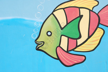 画鱼白板素材墙壁海主题绘画生活艺术动物街道海洋背景