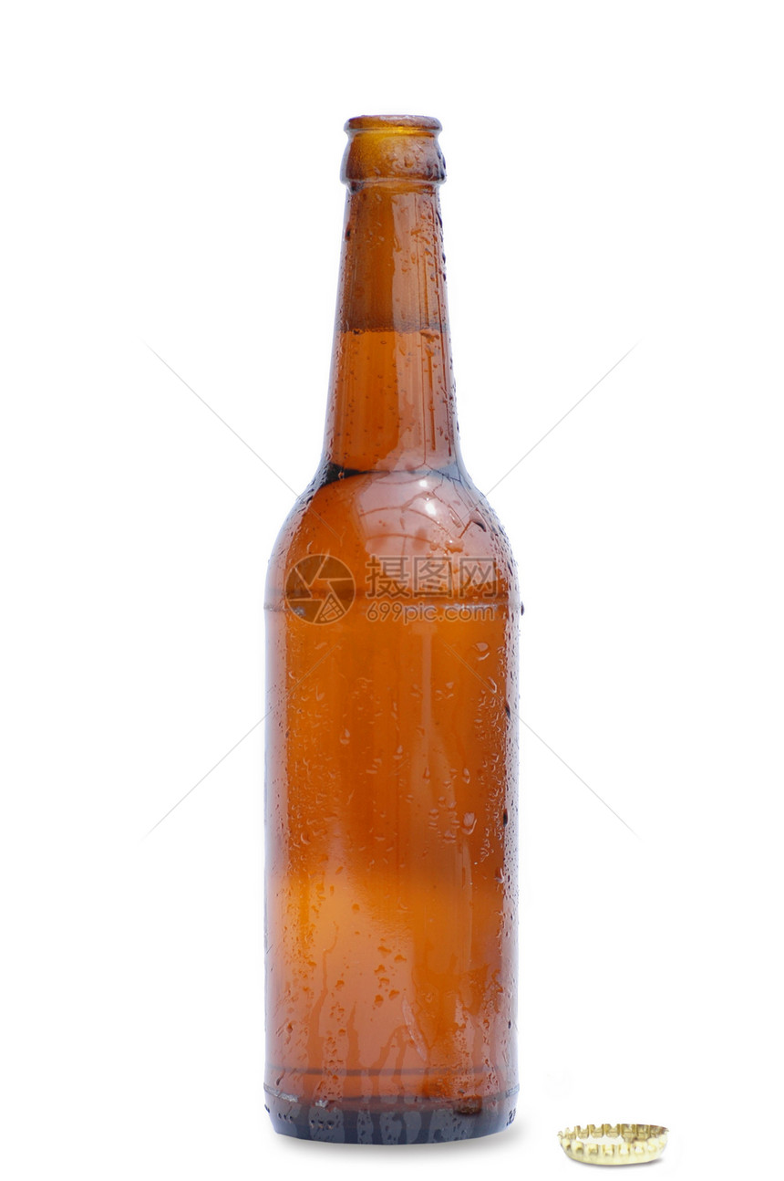 啤酒瓶饮料茶点液体白色瓶子露水棕色玻璃图片