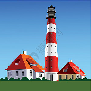 岗楼灯塔指导航海聚光灯警告船运支撑导航房子启发性海岸插画