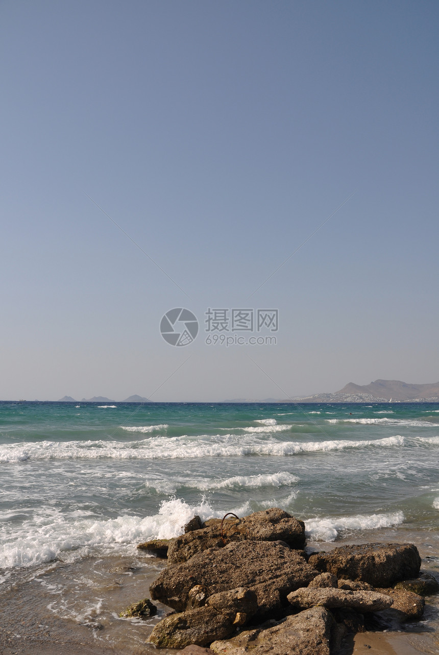 科斯海滩海景旅游海洋火鸡蓝色海岸天空岩石风景场景图片