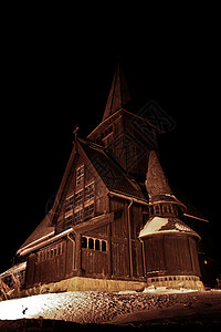 挪威老教会基督木头礼拜堂高清图片