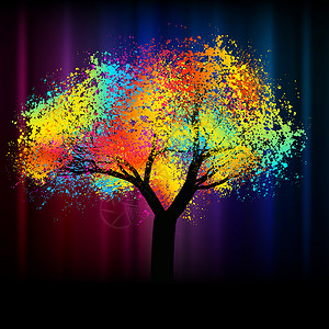 抽象的彩色树 带有复制空间 EPS 8背景图片