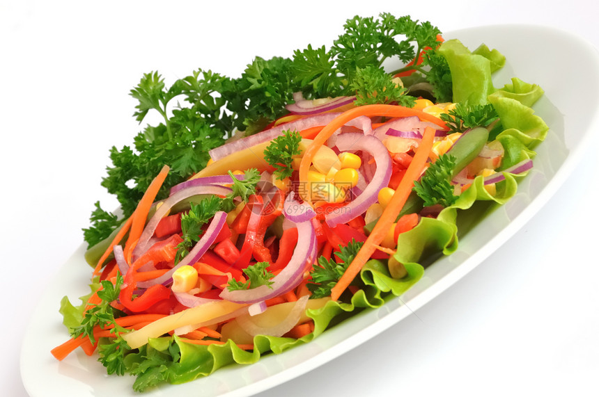 蔬菜沙拉维生素洋葱玉米胡椒萝卜香菜绿色饮食营养小吃图片