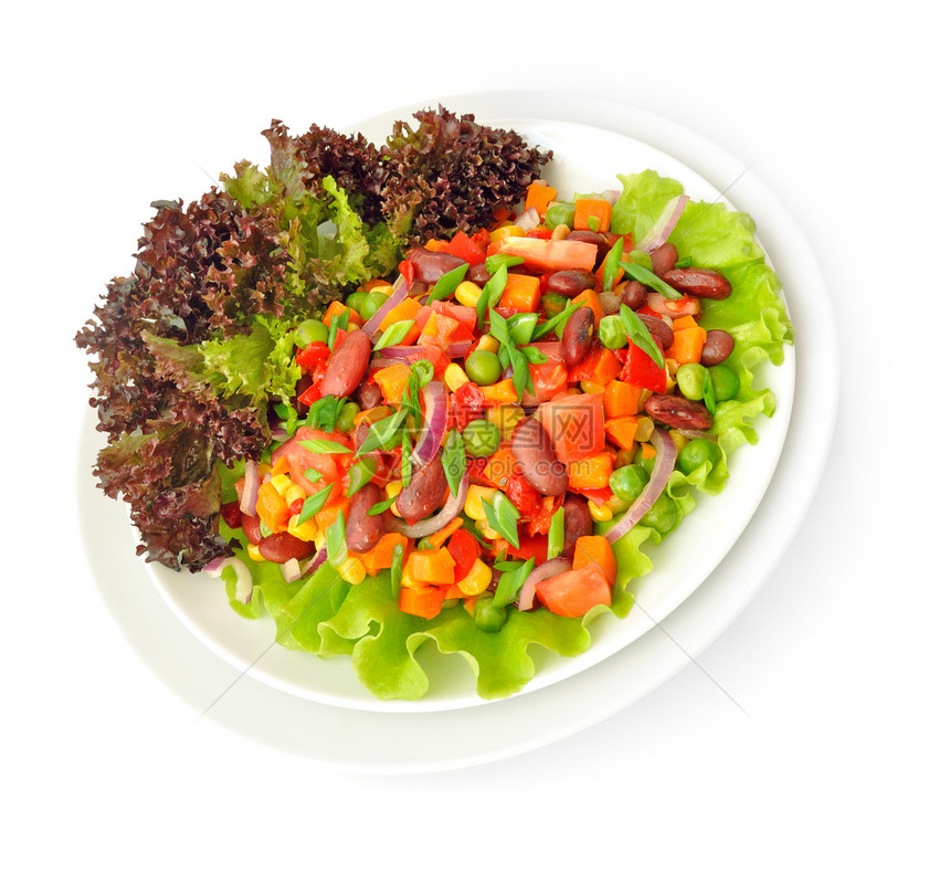 蔬菜沙拉维生素萝卜洋葱胡椒豆子零食午餐饮食素食者玉米图片