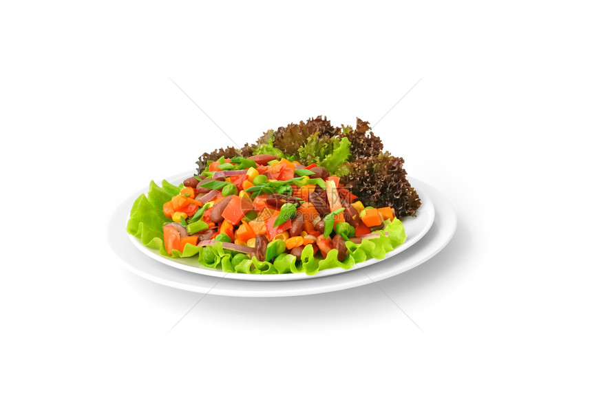 蔬菜沙拉午餐维生素萝卜素食者豆子胡椒膳食洋葱成分玉米图片