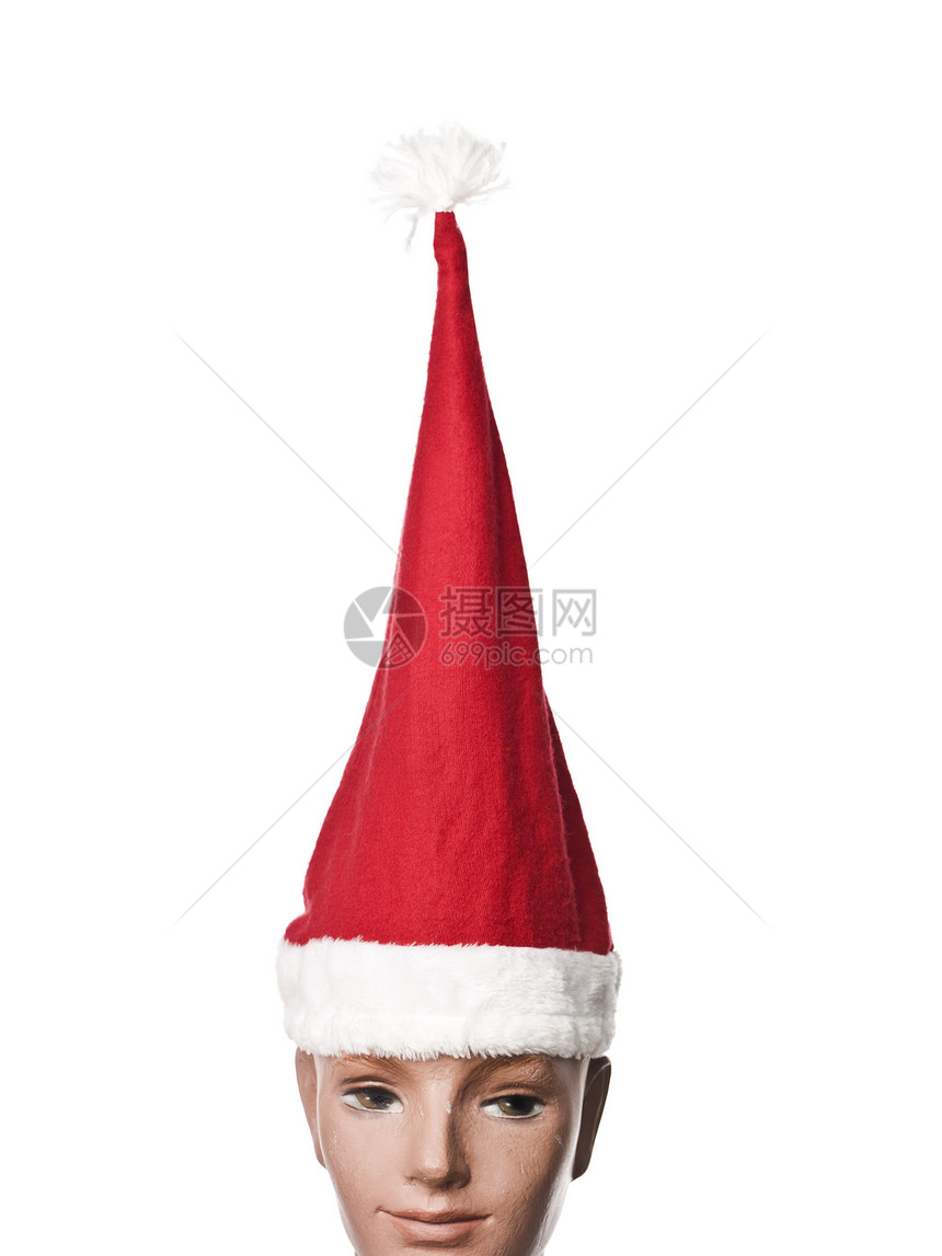 圣诞老人戴着洋娃娃的帽子玩具戏服流苏白色娃娃服装对象图片