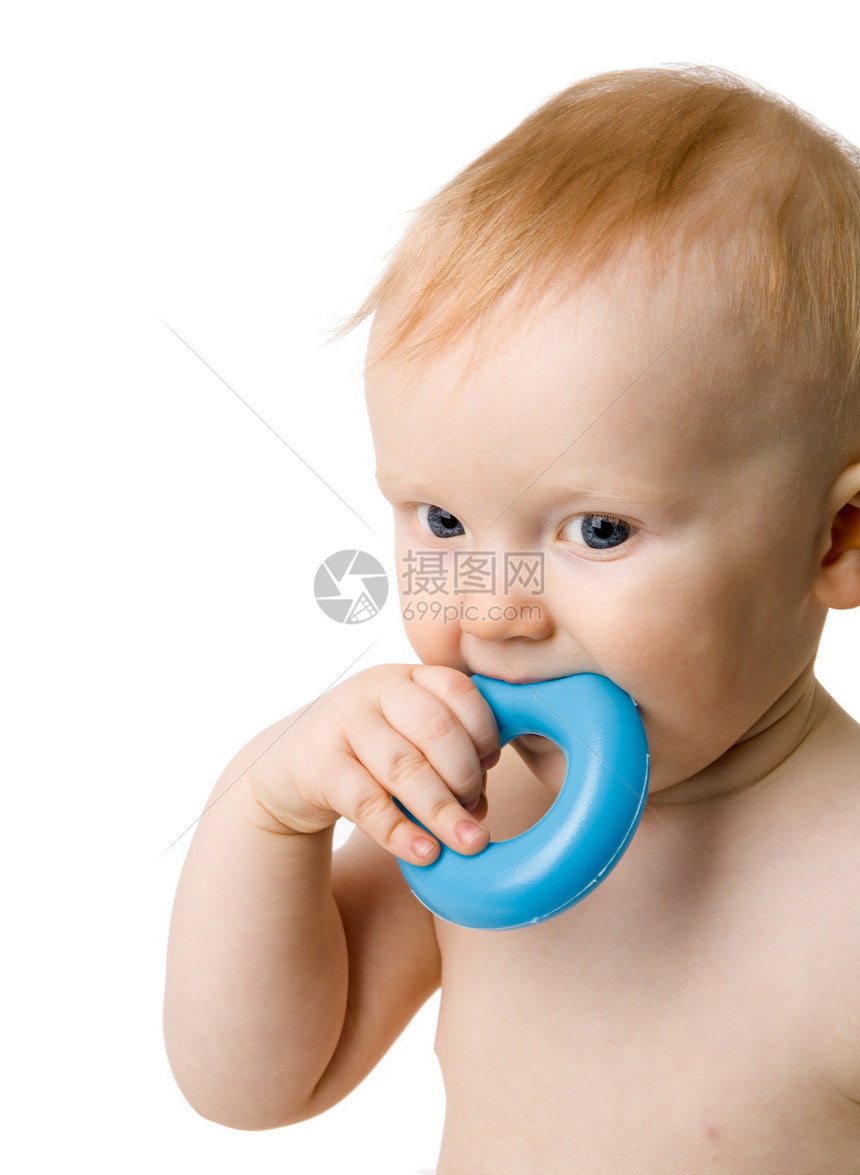 婴儿咀嚼玩具牛仔裤坏蛋牙疼衬衫儿童孩子悲伤生长眼睛金发图片