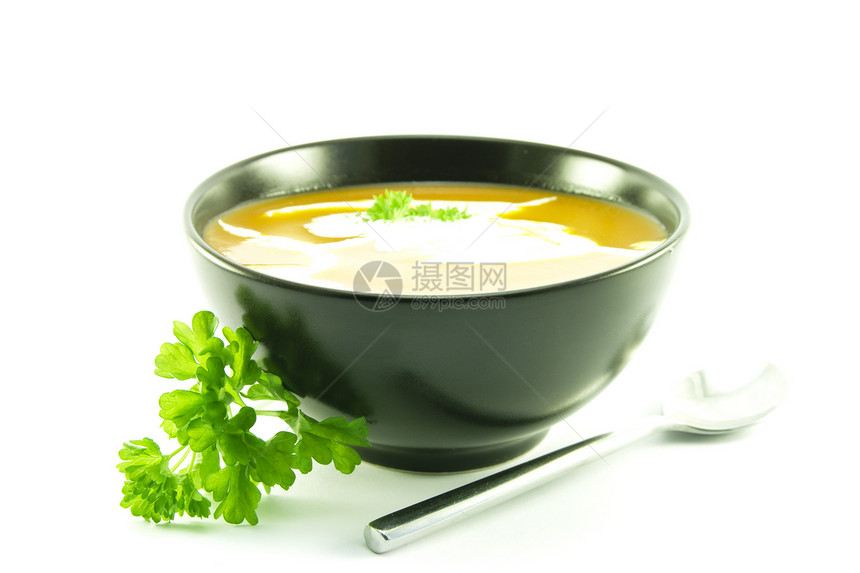 黑碗番茄汤餐厅饮食味道食物盘子蔬菜水果草本植物奶油香菜图片
