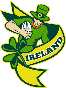 三叶草素材爱尔兰橄榄球运动员小妖精帽子背景