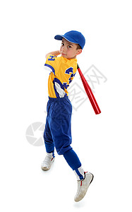幼儿挥棒打棒球棍背景图片