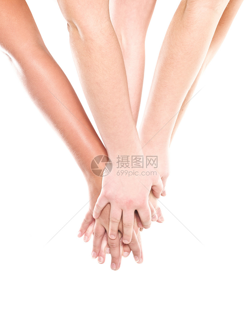 一组手手指棕色友谊拇指团结家庭孩子婴儿青少年人类图片