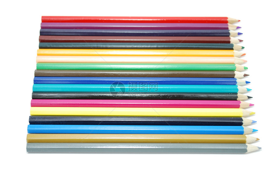 彩色笔蜡笔团体补给品红色办公室蓝色教育艺术家水平调色板图片