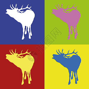 漫画动物鹿流行艺术鹿背景