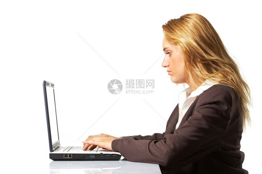 在职商业妇女成人白色衣领头发女性办公室女士机动性技术电脑图片