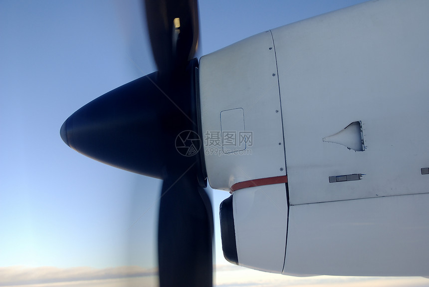 涡轮螺旋推进器涡轮螺旋桨力量技术翅膀旅行天空蓝色图片