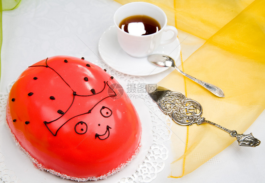 草鸟蛋糕红色庆典昆虫咖啡可可餐厅甜点生日面包美食图片