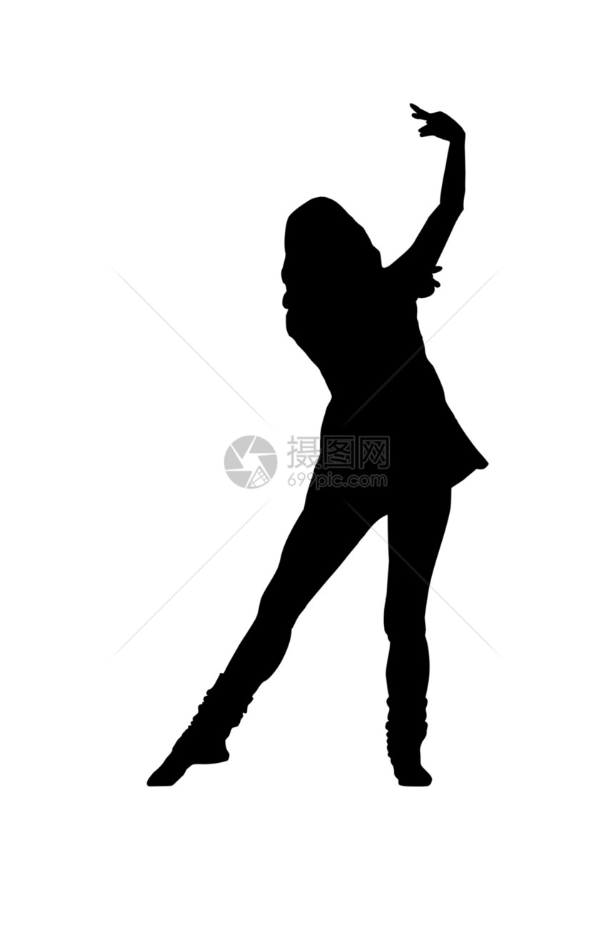 一个女孩在白色背景下跳舞的轮廓青年舞蹈风仓伴奏学习派对音乐会音乐图片