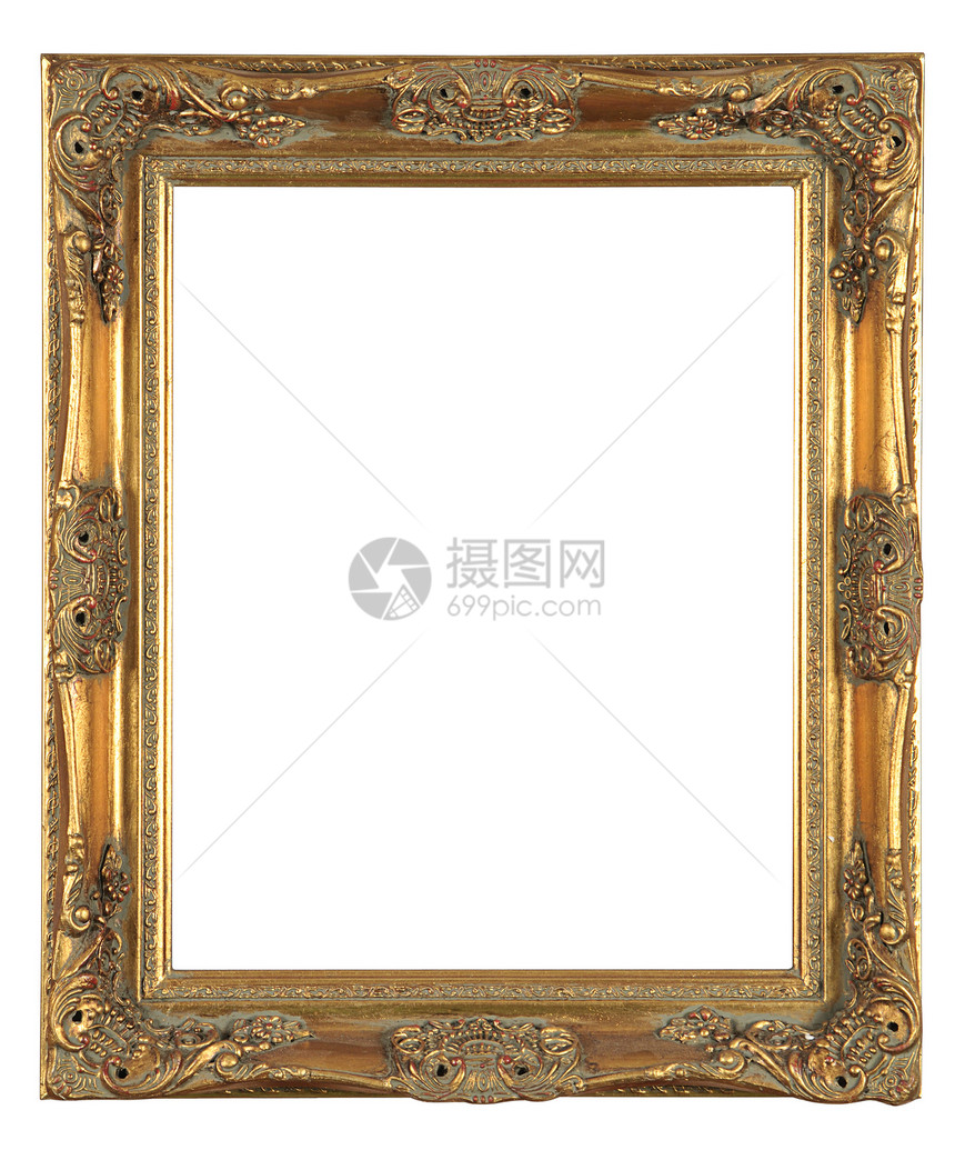 单独立装饰铜板绘画白色长方形金子木头风格博物馆文化框架艺术图片