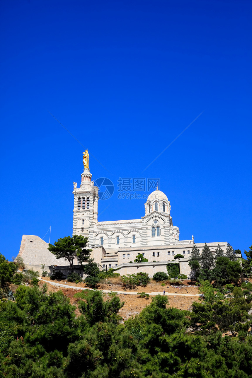 马赛市大教堂圣母会马赛祷告文化宗教地标圆顶历史文书教会艺术图片