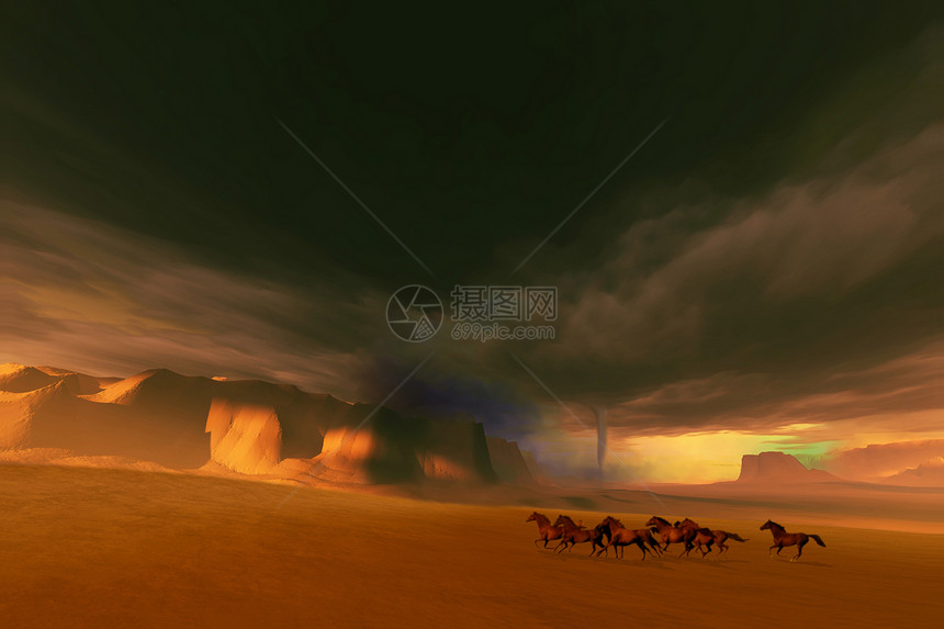 时尚生态风景沙漠环境天空草地荒野阳光旋风地平线图片