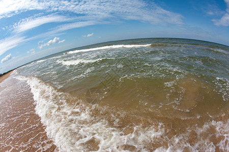 暑夏海断路器日落地球海浪鱼眼休闲海岸天空海岸线背景图片