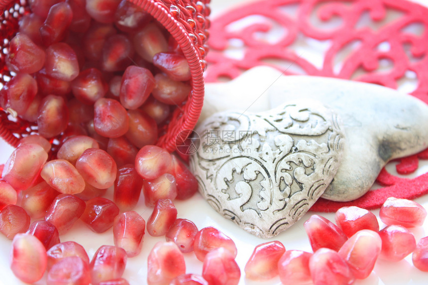 爱装饰餐垫粉色风格营养甜点红色种子石榴石榴石图片