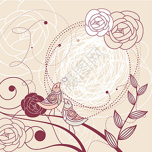 可爱花纹框架蓝色婚礼植物卡片花园插图风格玫瑰季节叶子背景图片