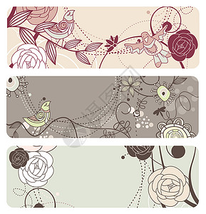 可爱的矢量花纹横幅蓝色墙纸网站风格插图玫瑰网络植物叶子框架背景图片