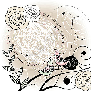 可爱花纹背景玫瑰卡通片植物花园卡片婚礼装饰品季节风格插图背景图片
