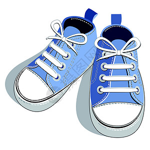 蓝色儿童运动鞋插画