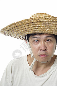 带草帽的亚洲农民高清图片