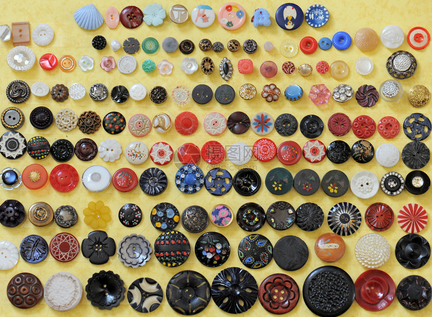 不同的颜色按钮圆圈纺织缝纫衣服团体收藏工业图片