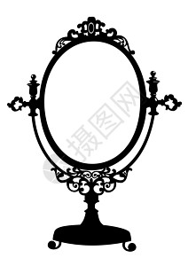 黑色镜子古董化妆镜的月光插画
